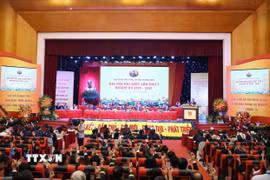 Đại biểu biểu quyết thông qua chương trình, nội quy, quy chế của đại hội. (Ảnh: Thống Nhất/TTXVN)