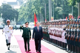 Lễ đón Tổng Bí thư Tô Lâm đến dự Lễ kỷ niệm 80 năm Ngày truyền thống Bộ Tổng Tham mưu Quân đội nhân dân Việt Nam. (Ảnh: Thống Nhất/TTXVN)