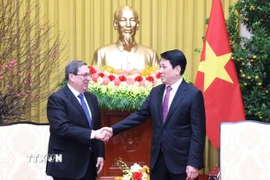 Chủ tịch nước Lương Cường tiếp Đặc phái viên Đảng Cộng sản Cuba, Nhà nước Cộng hòa Cuba, Ủy viên Bộ Chính trị, Bộ trưởng Ngoại giao Cuba Bruno Rodríguez Parrilla. (Ảnh: Lâm Khánh/TTXVN)