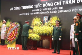 Thiếu tướng Lê Ngọc Hải, Tư lệnh Quân khu V thắp hương tưởng nhớ nguyên Chủ tịch nước Trần Đức Lương. (Ảnh: Phạm Cường/TTXVN)