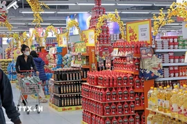 Đa dạng hàng hóa bày bán tại siêu thị. (Ảnh: Trần Việt/TTXVN)