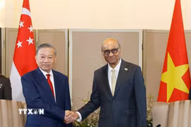 Tổng Bí thư, Chủ tịch nước Tô Lâm và Tổng thống Singapore Tharman Shanmugaratnam. (Ảnh: Thống Nhất/TTXVN)