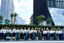 Lễ ra mắt Toà tháp Trung tâm Tài chính quốc tế Saigon Marina IFC. (Ảnh: Hứa Chung/TTXVN)
