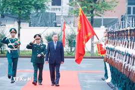 Tổng Bí thư, Chủ tịch nước Tô Lâm, Bí thư Quân ủy Trung ương đến dự Lễ kỷ niệm 80 năm Ngày truyền thống Bộ đội Pháo binh-Tên lửa. (Ảnh: Thống Nhất/TTXVN)