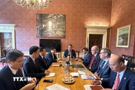 Đoàn công tác làm việc cùng Bộ Giáo dục đại học, sau đại học, nghiên cứu, đổi mới sáng tạo và khoa học Ireland (DFHERIS). (Ảnh: TTXVN phát)