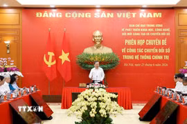 Tổng Bí thư, Chủ tịch nước Tô Lâm chủ trì Phiên họp chuyên đề về công tác chuyển đổi số trong hệ thống chính trị, chiều 25/6/2026. (Ảnh: Thống Nhất/TTXVN)