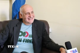 Chủ tịch Hội nhà báo Cuba, Ricardo Ronquillo Bello, trả lời phỏng vấn TTXVN. (Ảnh: Việt Hùng/TTXVN)