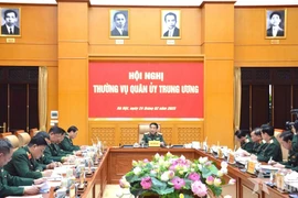 Đại tướng Phan Văn Giang chủ trì Hội nghị Thường vụ Quân ủy Trung ương. (Nguồn: Báo Quân đội Nhân dân)