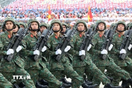 Khối chiến sỹ Tác chiến điện tử. (Ảnh: Lâm Khánh/TTXVN)