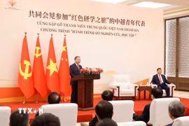 Tổng Bí thư, Chủ tịch nước Tô Lâm phát biểu tại buổi gặp gỡ thanh niên hai nước tham gia chương trình “Hành trình Đỏ nghiên cứu, học tập.” (Ảnh: Thống Nhất/TTXVN)