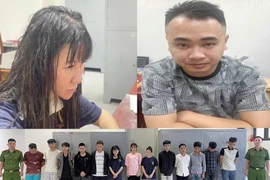 Tạ Thu Hà và Trịnh Ngọc Linh cùng các đối tượng trong ổ nhóm lừa đảo chiếm đoạt tài sản bị bắt giữ. (Ảnh cơ quan công an cung cấp)