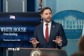 Phó Tổng thống Mỹ JD Vance phát biểu trong một cuộc họp báo tại Nhà Trắng. (Ảnh: THX/TTXVN)