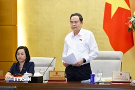Chủ tịch Quốc hội Trần Thanh Mẫn phát biểu bế mạc Phiên họp. (Ảnh: Doãn Tấn/TTXVN)