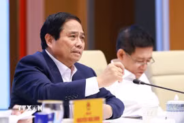 Thủ tướng Phạm Minh Chính chủ trì Phiên họp thứ hai của Ban Chỉ đạo về phát triển khoa học, công nghệ, đổi mới sáng tạo, chuyển đổi số và Đề án 06. (Ảnh: Dương Giang/TTXVN)