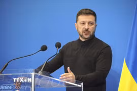 Tổng thống Ukraine Volodymyr Zelensky. (Ảnh: Kyodo/TTXVN)