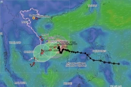 Hướng di chuyển của bão số 15 (úc 10h ngày 30/11. (Ảnh: TTXVN phát)