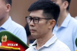 Bị cáo Nguyễn Duy Hưng, cựu Chủ tịch Hội đồng quản trị Tập đoàn Thuận An nhận mức án 10 năm 6 tháng tù. (Ảnh: Phạm Kiên/TTXVN)