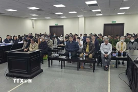 Các bị cáo tại phiên tranh luận. (Ảnh: Kim Anh/TTXVN)