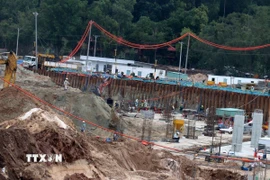 Công trường thi công Dự án Trung tâm tổ chức Hội nghị APEC 2027 và các công trình chức năng. (Ảnh: Lê Huy Hải/TTXVN)