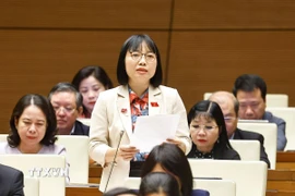 Đại biểu Quốc hội thành phố Hải Phòng Nguyễn Thị Việt Nga phát biểu. (Ảnh: Doãn Tấn/TTXVN)