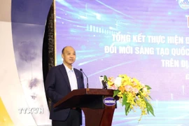 Phó Chủ tịch UBND thành phố Đà Nẵng Lê Quang Nam phát biểu tại Hội nghị. (Ảnh: Khoa Chương/TTXVN)