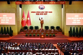 Phiên thảo luận tại hội trường về các văn kiện Đại hội, sáng 21/1. (Ảnh: TTXVN)