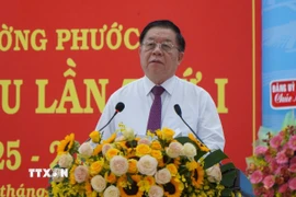 Ông Nguyễn Trọng Nghĩa, Ủy viên Bộ Chính trị, Bí thư Trung ương Đảng, Trưởng Ban Tuyên giáo và Dân vận Trung ương phát biểu. (Ảnh: Nhựt An/TTXVN)
