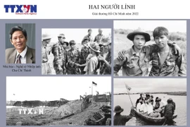 Tác giả Chu Chí Thành vinh dự được nhận cả 2 Giải thưởng Hồ Chí Minh và Giải thưởng Nhà nước về Văn học Nghệ thuật. Trong ảnh: Bộ ảnh “Hai người lính” nhận giải thưởng Hồ Chí Minh năm 2022. (Ảnh: TTXVN)