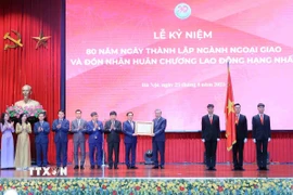 Tổng Bí thư Tô Lâm trao tặng Huân chương Lao động hạng Nhất cho ngành Ngoại giao. (Ảnh: An Đăng/TTXVN)