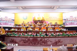 Quang cảnh Hội nghị tổng kết công tác Phật sự năm 2025 của Ban Hướng dẫn Phật tử Trung ương Giáo hội Phật giáo Việt Nam. (Ảnh: Xuân Khu/TTXVN)