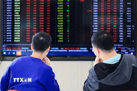 Nhà đầu tư theo dõi chỉ số chứng khoán tại tỉnh Giang Tô, Trung Quốc. (Ảnh: THX/TTXVN)