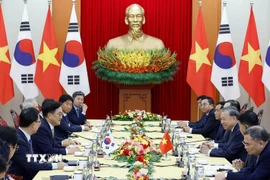 Tổng Bí thư Tô Lâm tiếp Chủ tịch Quốc hội Đại Hàn Dân Quốc Woo Won Shik. (Ảnh: Thống Nhất/TTXVN)