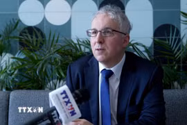 Tiến sỹ Frank Alafaci, Chủ tịch Hội đồng Thượng đỉnh Doanh nghiệp Australia cho rằng, triển vọng mở rộng thương mại-đầu tư giữa Việt Nam và Australia là rất lớn khi nền kinh tế hai nước có tính bổ trợ cho nhau. (Ảnh: Trung Trang/TTXVN)