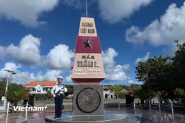 Cột mốc chủ quyền biển đảo Trường Sa. (Ảnh: Huy Khánh/Vietnam+)