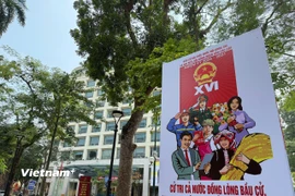 Pano tuyên truyền về bầu cử. (Ảnh: Huy Khánh/Vietnam+)