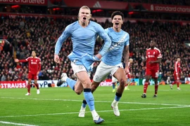 Haaland tỏa sáng giúp Man City đánh bại Liverpool. (Nguồn: Getty Images)