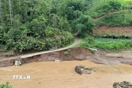 Bắc Kạn chịu nhiều thiệt hại do lũ quét, sạt lở. (Ảnh: Vũ Hoàng Giang/TTXVN)
