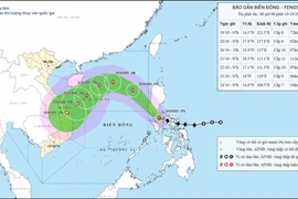 Hướng di chuyển của bão. (Nguồn: Trung tâm Dự báo Khí tượng Thủy văn Quốc gia)