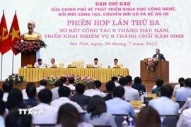 Phiên họp lần thứ 3 Ban Chỉ đạo về phát triển khoa học, công nghệ, đổi mới sáng tạo, chuyển đổi số và Đề án 06. (Ảnh: Dương Giang/TTXVN)