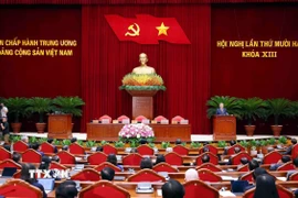 Tổng Bí thư Tô Lâm phát biểu bế mạc Hội nghị lần thứ mười hai Ban Chấp hành Trung ương Đảng khóa XIII. (Ảnh: Phạm Kiên/TTXVN)