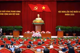 Tổng Bí thư Tô Lâm phát biểu bế mạc Hội nghị lần thứ mười hai Ban Chấp hành Trung ương Đảng khóa XIII. (Ảnh: Phạm Kiên/TTXVN)