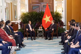 Tổng Bí thư, Chủ tịch nước Tô Lâm hội kiến Chủ tịch Quốc hội Singapore Seah Kian Peng. (Ảnh: Thống Nhất/TTXVN)