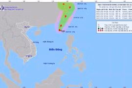 Hướng di chuyển của bão số 2. (Ảnh: TTXVN phát)