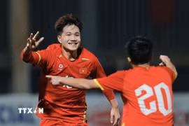 U17 Việt Nam quyết thắng ở ngày ra quân. (Ảnh: Minh Quyết/TTXVN)