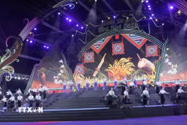 Chương trình nghệ thuật tại lễ khai mạc Tuần du lịch Ninh Bình 2026. (Ảnh: Thùy Dung/TTXVN)