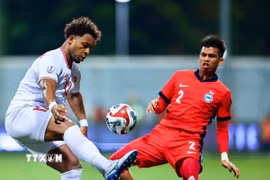 Tuyển Việt Nam đang nắm mọi lợi thế trước Singapore ở bán kết AFF Cup 2024. (Ảnh: TTXVN phát)