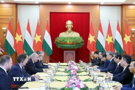 Tổng Bí thư Tô Lâm hội kiến Tổng thống Hungary Sulyok Tamas thăm chính thức Việt Nam. (Ảnh: Thống Nhất/TTXVN)