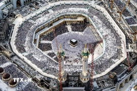 Các tín đồ Hồi giáo cầu nguyện tại Đền thờ Lớn ở thánh địa Mecca, Saudi Arabia trước lễ hành hương Hajj, ngày 11/6/2024. (Ảnh: AFP/TTXVN)