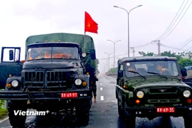 Lữ đoàn Công binh 270 lên đường thực hiện nhiệm vụ. (Ảnh: PV/Vietnam+)