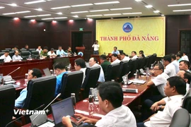 Ủy ban Nhân dân thành phố Đà Nẵng tổ chức họp khẩn chuẩn bị công tác ứng phó bão số 12. (Ảnh: Thanh Phong/Vietnam+)